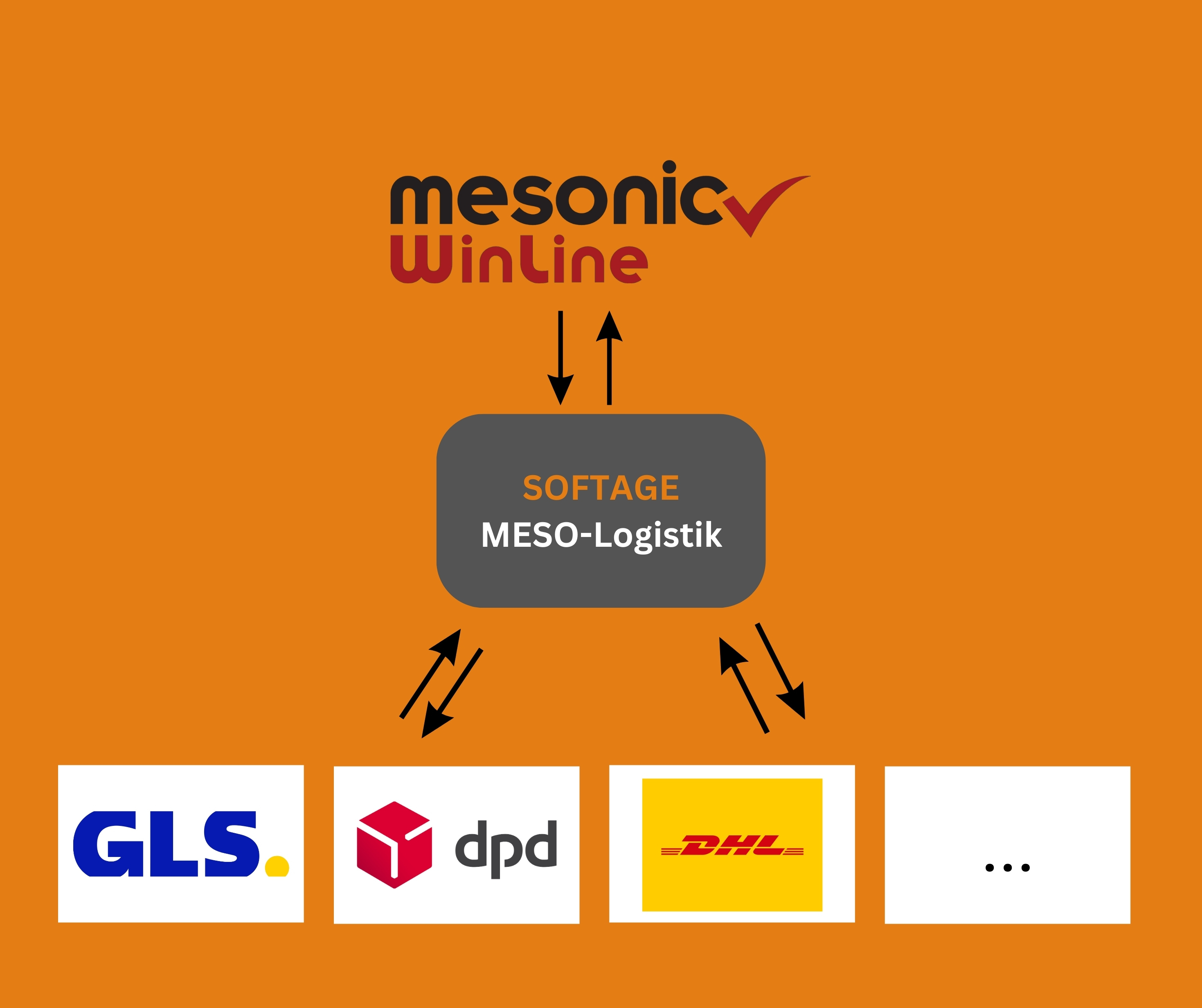 SOFTAGE Logistik Anbindung, DHL, DPD, UPS, GLS, Schenker, Deutschebahn, LZA