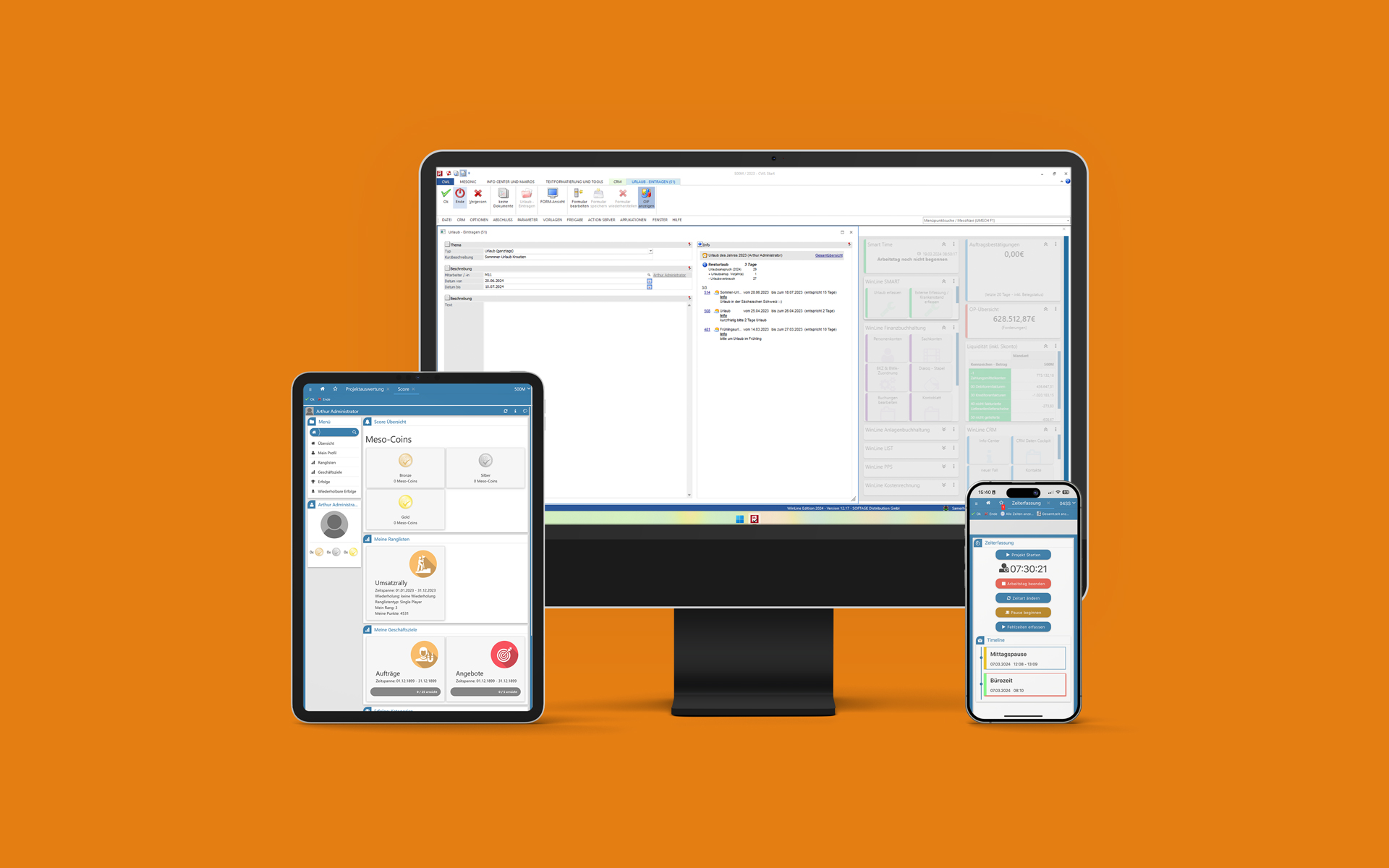 mesonic WinLIne mobil einsetzbar per Smartphone, Tablet, Laptop